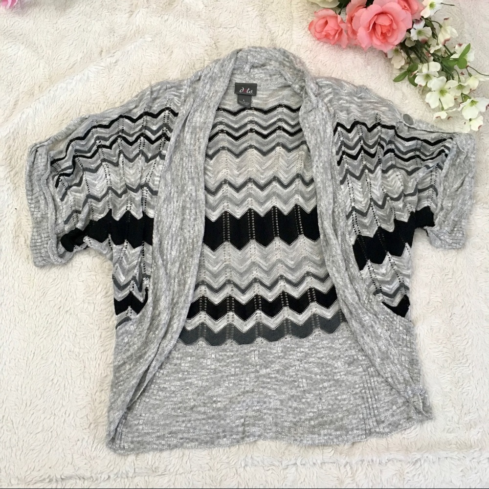 Knit Chevron Cardigan with Rolled Sleeves